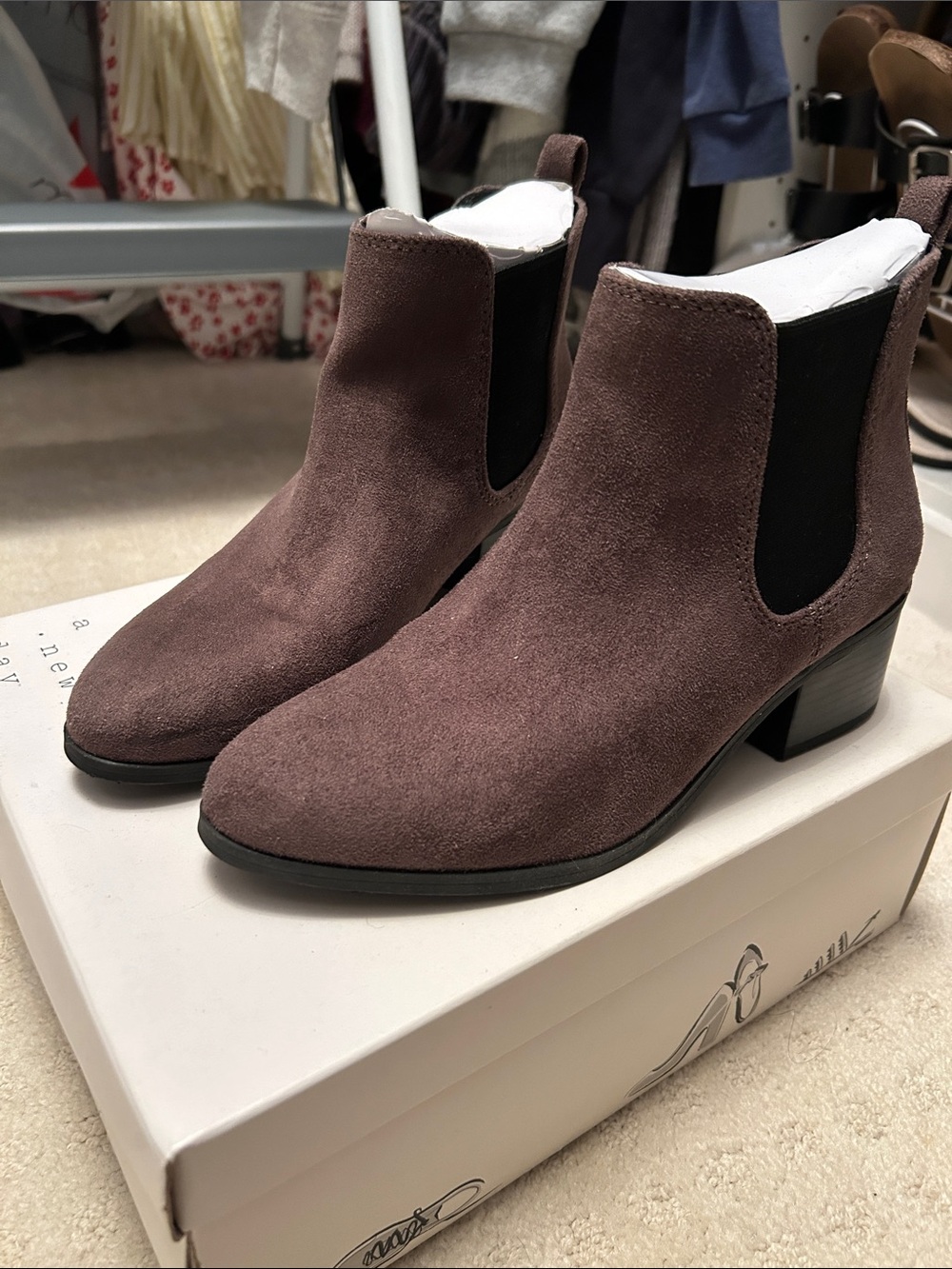 Women's Suede Chelsea Style Booties - Taupe